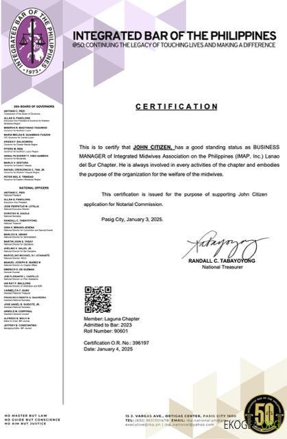 Modèle Word et PDF de certificat de bonne réputation des Philippines, version 6